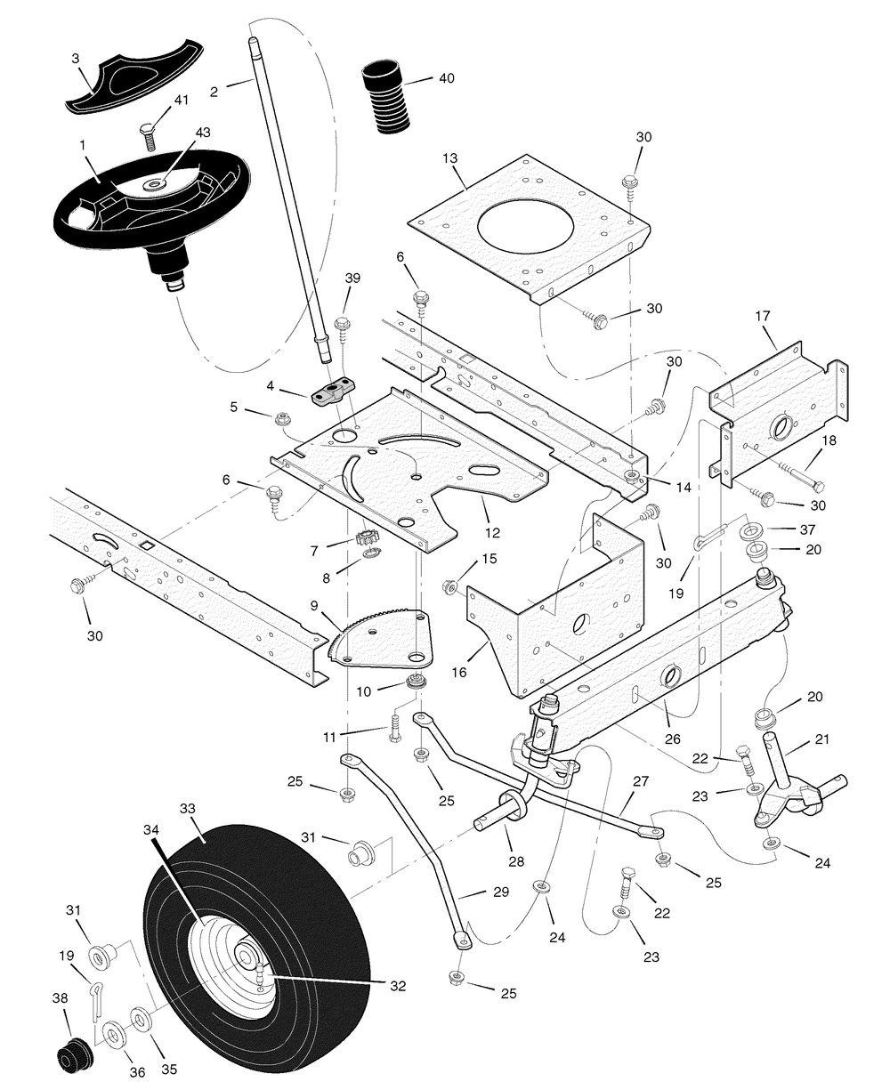 Steering Diagram and Parts List for 405625X51A 2006 Briggs and Stratton Lawn Tractor